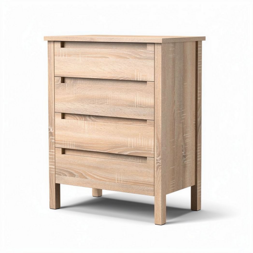 Meuble de rangement en bois clair avec quatre tiroirs dimensions 50 x 40 x 90cm