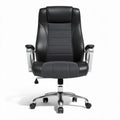 Chaise de bureau ergonomique en tissu gris et simili cuir noir dimensions 65 x 65 x 120cm
