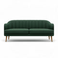Canapé en velours vert avec piètement en bois design 200 x 75 x 85cm
