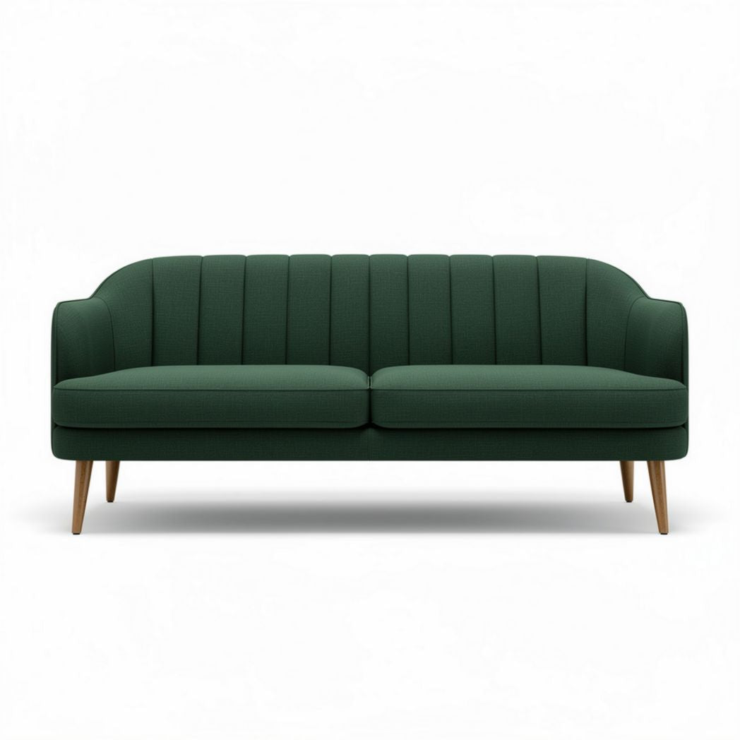 Canapé en velours vert avec piètement en bois design 200 x 75 x 85cm