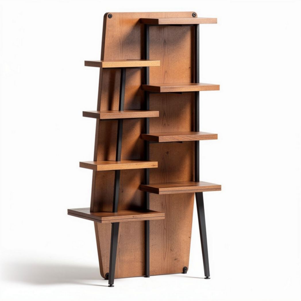 Étagère en bois foncé avec six étagères de rangement dimensions 60 x 30 x 150cm