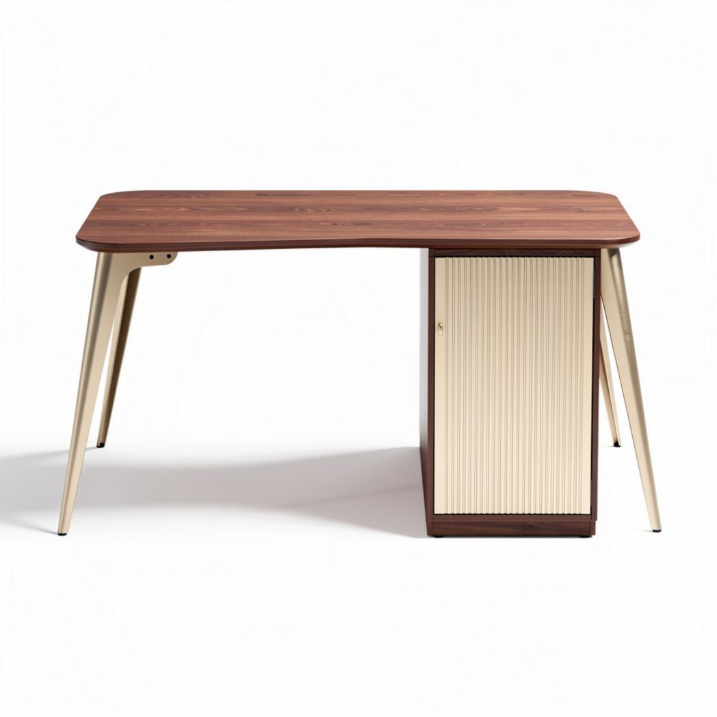 Bureau en bois de noyer avec rangement intégré 120 x 60 x 75cm