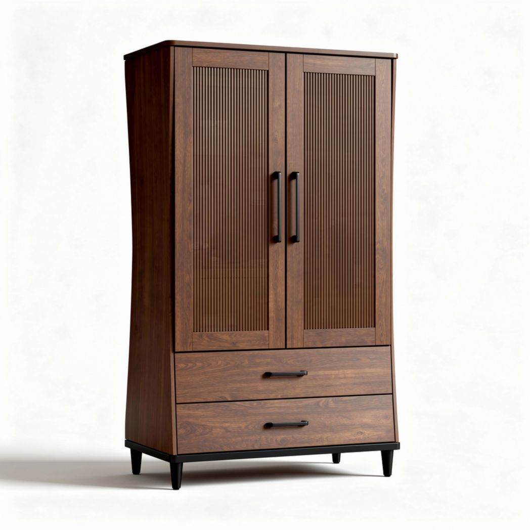 Armoire en bois de 100 x 50 x 180cm avec rangements et portes en verre ripolé