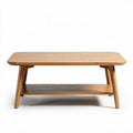 Table basse en bois naturel avec étagère 120 x 60 x 45cm