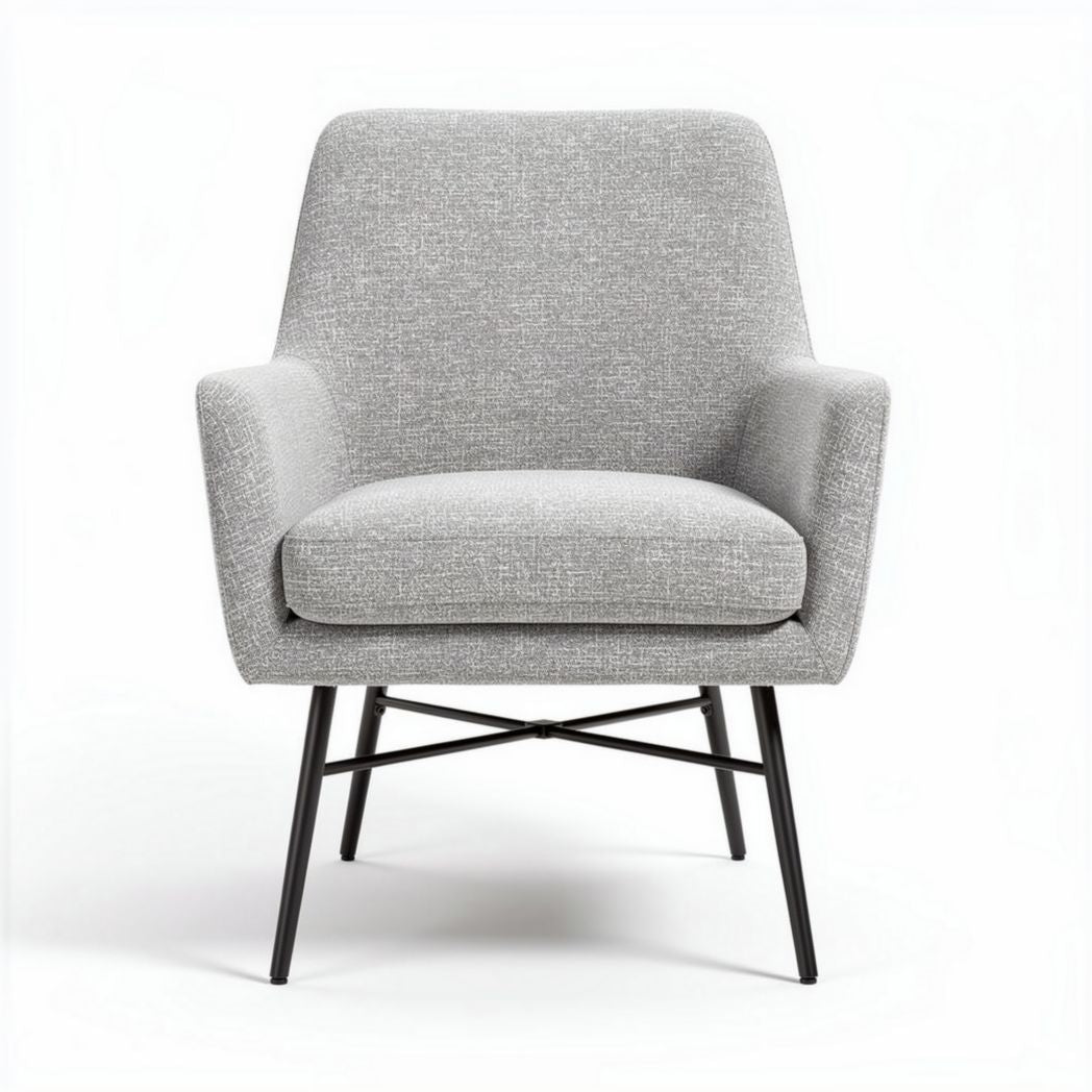 Fauteuil en tissu gris avec structure en métal 70 x 65 x 85cm
