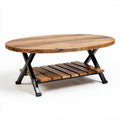 Table basse en bois massif avec étagère en métal 120 x 75 x 40cm