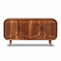 Buffet en bois de noyer de dimensions 120 x 40 x 70cm avec trois portes à lamelles